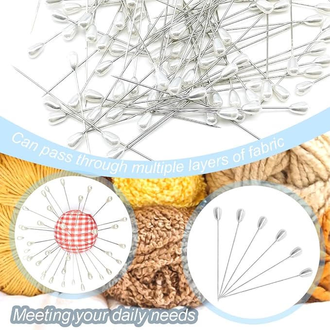 150 Pieces White Pearl Head Pins Corsage Pin Sewing Pins Straight Pins Wedding Bouquet Pin for DIY Decoration Craft and Sewing Project 55mm/2.17in W