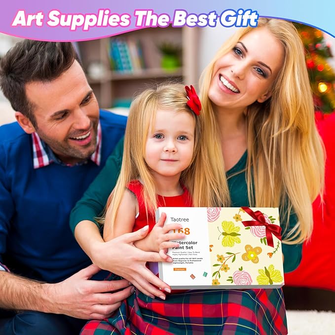 Taotree Watercolor Paint Set 168 Colors, Art Supplies Watercolors Kit Travel Water Colors with 3 Paints Brushes, Crafts Painting Supplies, Drawing Christmas Gifts for Adults Artist Drawing, Painting