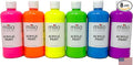 milo Fluorescent Acrylic Paint Set of 6 Colors | 16 oz Bottles | Student Neon Colors Acrylics Painting Pack | Glows UV in Black Light | Non-Toxic Art & Craft Paints for Artists & Hobby Painters | Made in USA