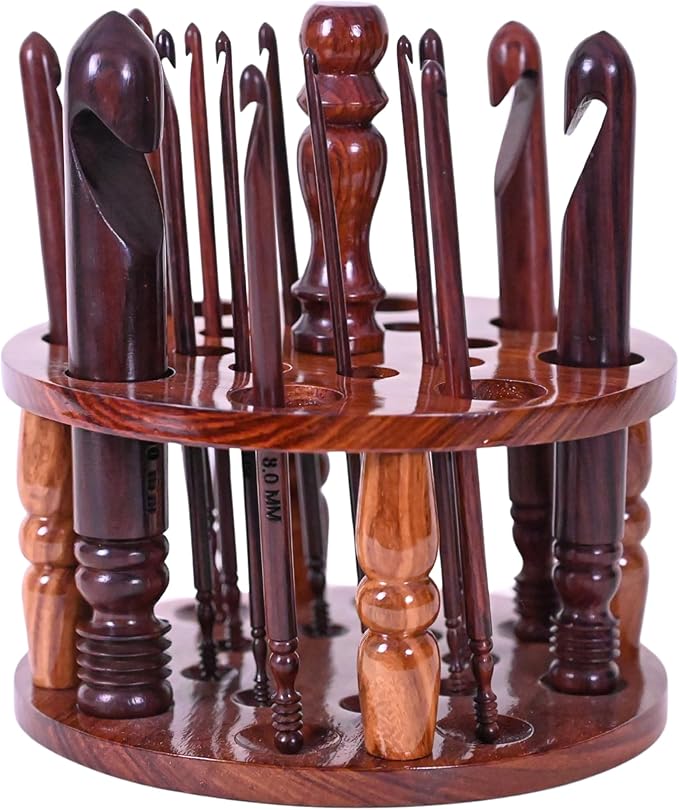 ArtsyCraftIn | Wooden Handmade Crochet Hooks Holder for Ergonomic Crochet Hooks Knitting & Crocheting Needles-Extra Long Crochets Holder - (Only Crochets Holder)