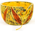 Nagina International Exquisite Premium Yarn Ball Storage Bowls | Hand Painted Lovely Decor Yet Functional Yarn Dispenser (Large (7 x 4 x 7 Inches), Autumn Yellow)