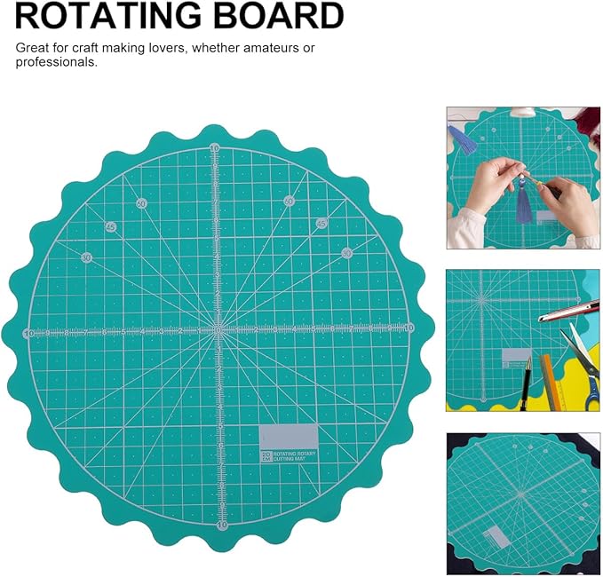 Angoily 15 Inch Rotary Cutting Mat Self-Healing Round Craft Mat with 360 Degree Smooth Rotation for Quilting Sewing and Diy Projects