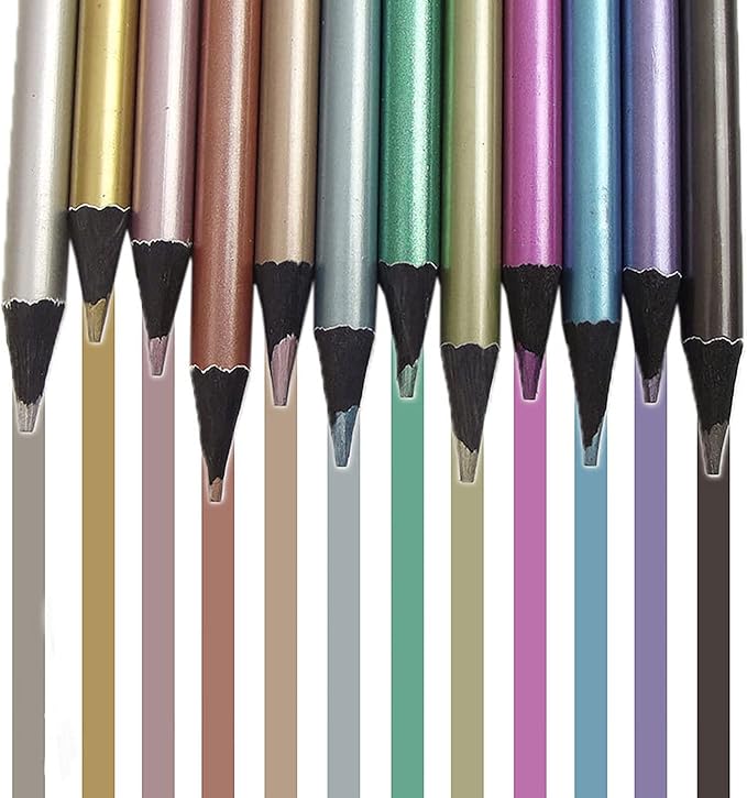 12pcs Metallic Non Toxic Colored Drawing Pencils 12 Color Drawing Sketching Color Pencil