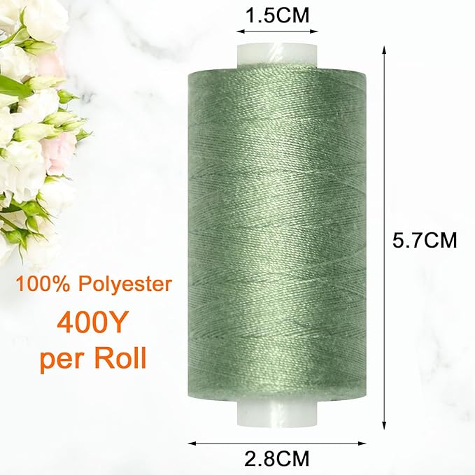 All Purpose Sewing Thread-2 Spools of Hand Polyester Sewing Thread for Sewing Machine for Hand and Machine Sewing(Celadon Green, 2 spools)