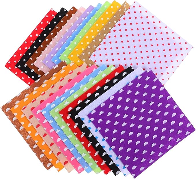 20Pcs 5.91X5.91 Inch DIY Nonwoven Flower Dot Printed Fabric Squares for Sewing Craft Projects Patchwork and Handmade Decorations
