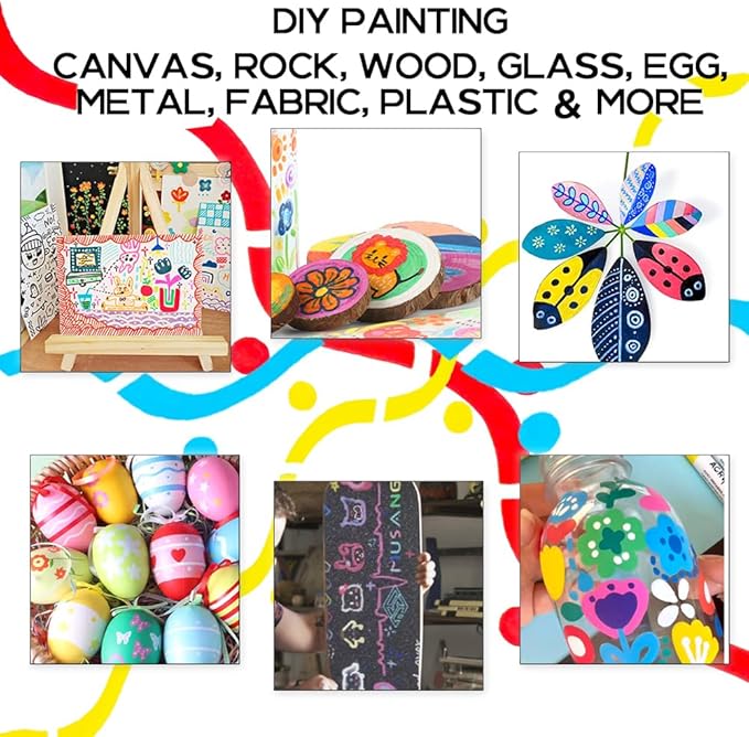 TRANSON 24 Color Bold and Fine Dual-tip Acrylic Paint Pen Set for Canvas Rock Wood Leather Ceramic DIY Painting