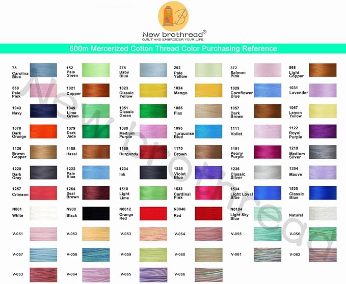 New brothread - 18 Options - Multi-Purpose 100% Mercerized Cotton Thread 50S/3 600M Each Spool for Quilting, Serger, Sewing and Embroidery - 8xSunrise(Yellows+Reds) with Clear Plastic Storage Box