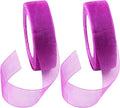 Swpeet 2 Rolls 50 Yards x 1 Inch Purple Shimmer Sheer Fabric Ribbons Organza Ribbon, Transparent Sheer Ribbon Chiffon Fabric Ribbons for Bouquets Wedding Birthday Decoration
