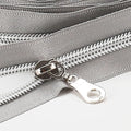 Sawoake 10 Yards Bulk #5 Nylon Coil Zipper, Pale Bluish White With Silver Teeth, 10 Sliders for DIY Sewing Craft Bags