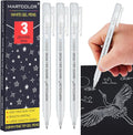White Gel Pens, 0.8mm Extra Fine Point Opaque Archival Ink Pen for Black Paper Drawing, Art Highlight, Illustration, Bullet Journaling, Card Making & DIY Projects, 3 Pack