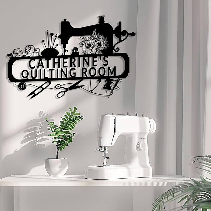Custom Sewing Room Sign, Personalized Metal Quilting Sign, Sewing Room Decor, Sewing Machine Sign, She Shed Craft Room Decor, Personalized Sewing Gift For Sewing Lovers, Gift for Mom