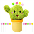 Cactus Pin Cushion Sewing Tool Set with Magnetic Storage, Including 50 Cute Flowers Needles, Threader, Thimble ＆Tape Measure, Pin Holder for Sewing DesksApplique & Patchwork Crafter.