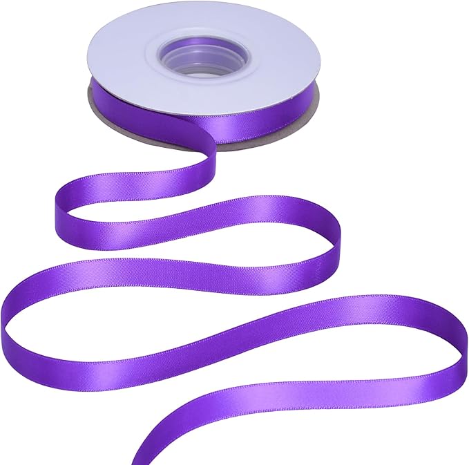 YAMA Purple Double Faced Satin Ribbon 1/2 Inch 25 Yards Purple Ribbons for Gift Wrapping Crafts Hair Bows Wedding Party Decoration
