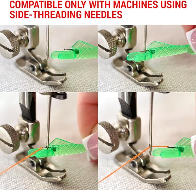 VONEEDL 20 PCS Fish Type Needle Threaders Set for Sewing Machines (Compatible Only with Side-Threading Machine Needles) & Simple Hand Sewing