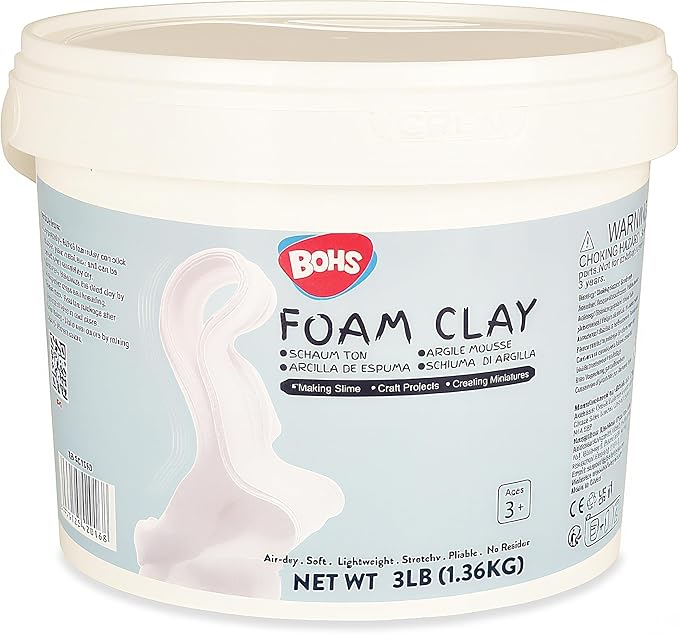 BOHS Foam Clay Pro - 3 lbs Bucket, Air Dry, No Cracks, No Stains - Modeling Clay for Adult Arts & Crafts Projects, Cosplay Items, Figurines - Age 3 Years & up