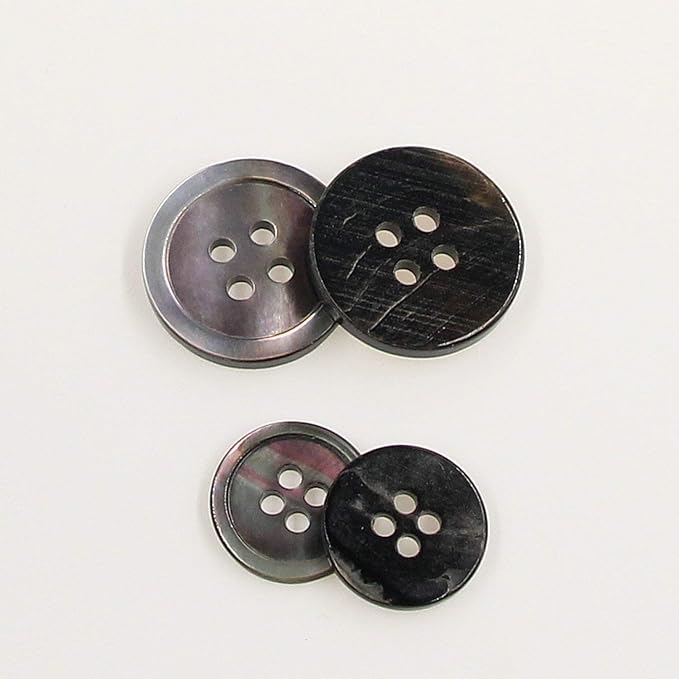 22 Pieces Genuine Black Mother of Pearl Blazer Button Suit Buttons Set 20mm 15mm Natural Black MOP Shell Buttons Bulk for Men Leekayer