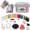 Sewing Kit for Adults & Beginners - Portable Travel Hand Sewing Supplies with Case, Thread, Needles, Scissors - Complete Basic Starter Set (Gray)