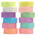 12 Rolls Glitter Washi Tape Set Christmas Washi Masking Tape Decorative Adhesive Tape for Scrapbooking DIY Crafts Crafters Embellished Journals Planners Cards Gift Wrapping Ribbons Wedding (B)