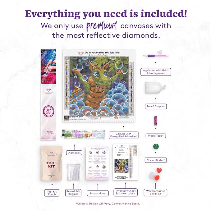 DIAMOND ART CLUB Bubbles - Spangler Diamond Painting Kit, Fun DIY Crafts for Adults, Round Diamond Art Canvas, 13" x 13"