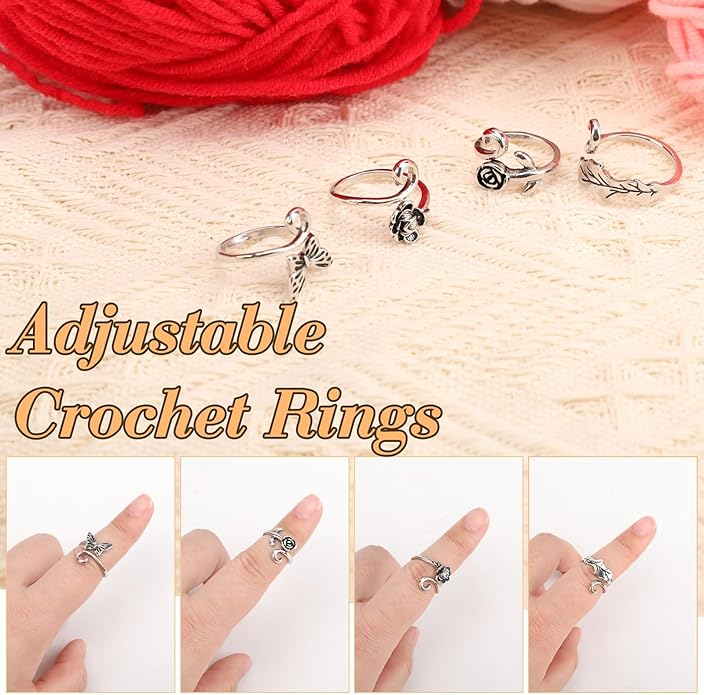 Namifin Crochet Ring for Fingure Adjustable Crochet Tension Ring Yarn Tension Rings Easy Crocheting Crochet Accessories Mother Grandma Thanksgiving Presents