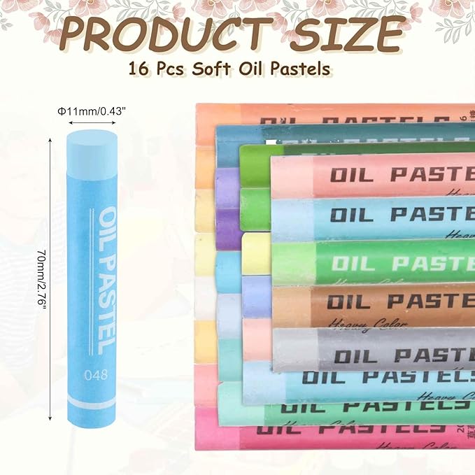 MECCANIXITY Soft Oil Pastels, Oil Pastel Crayons Vibrant Color Blendable Art Supplies for Painting Drawing Blending Painting Artists Beginners Professional(Light Blue, Pack of 16)