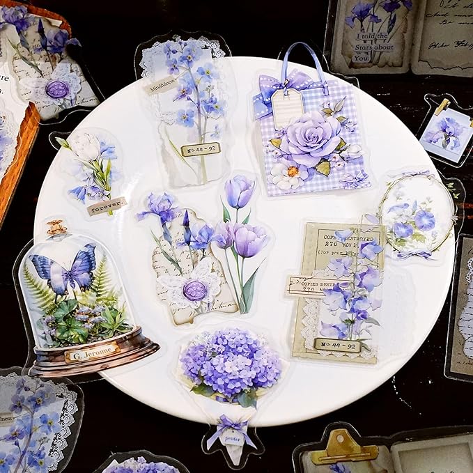 240 Pieces Vintage Writing-Themed Aesthetic Stickers, Waterproof PET Decals for Scrapbooking, Bullet Journals, Planners, Flower, Butterfly, Writing Paper, Envelope Stickers for Adult DIY Crafts