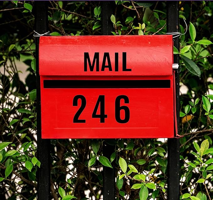 10 Sheets Vinyl Mailbox Number Stickers - Self-Adhesive Address Labels for Cars, House Doors, Windows & Metal Mailboxes (Black, 3 inch)