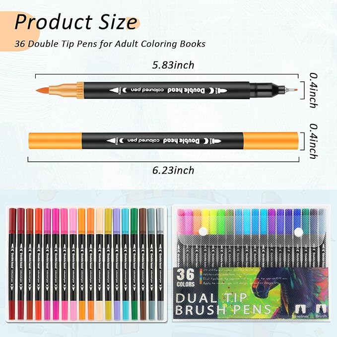 3Pcs Adult Coloring Book for Women Relaxation, 36 Colors Markers with Spiral Bound Adult Coloring Book for Women, 36 Dual Tip Colors Markers, Anxiety Relief Mindfulness Gifts(Cottage & Garden & House)