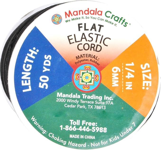 Mandala Crafts 6mm 50 Yds Roll of Lime Green Elastic Bands for Sewing - 1/4 Flat Elastics Cord - 1 4 Inch Braided Stretch Straps for Crafting