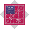 The Quilted Bear Rotating Cutting Mat 7" x 7" - Locking & Rotating Self Healing Cutting Board for Sewing, Fabric & Effortless Quilting - 360 Degree Sewing Supplies Mat for Craft Table (Pink)