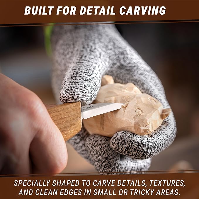 BeaverCraft Wood Carving Detail Knife C15 1.4" Whittling Knife for Detail Woodcarving Craft Knife - Chip Carving Knife Wood Carving Tools for Beginners and Kids
