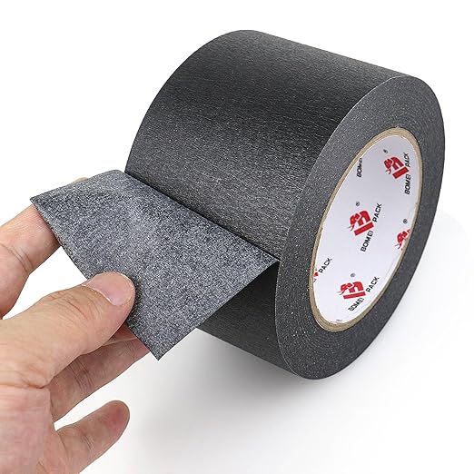 BOMEI PACK Wide Painters Tape 3 Inch,Wide Black Masking Tape, 55 yds Length, Multi-Surface Adhesive Painting Tape 21-Day Clean Removal for Painting, DIY, Arts, Crafts, Labeling