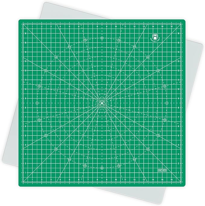 Headley Tools 17"x17" Rotating Cutting Mat, Self Healing Mat with 360-Degree Rotation & Anti-Slip Base, Sewing Board Cutting Mat Perfect for Fabric Quilting Leather Hobby Project, Green