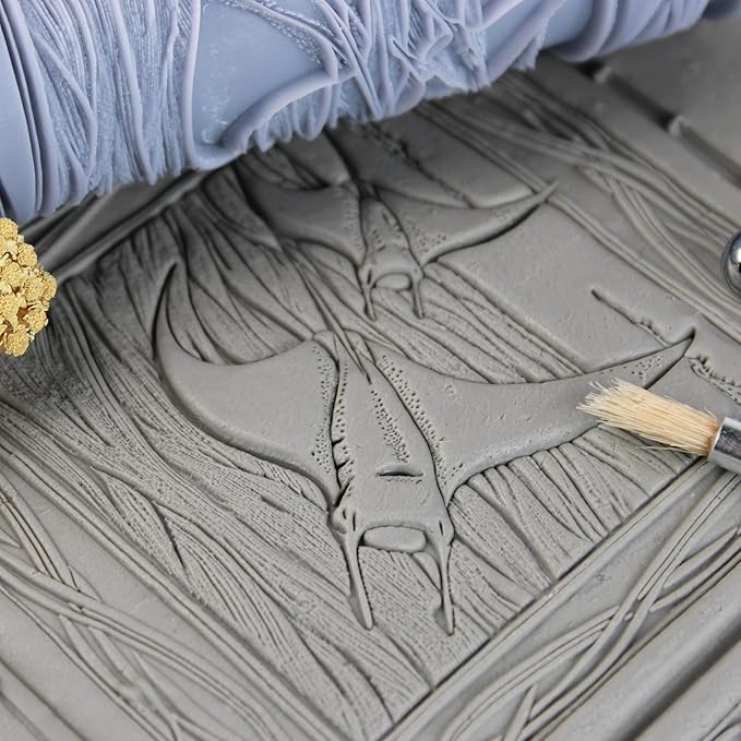 Manta Ray Clay Texture Roller (4") - Ocean Set #01 - Embossing Pattern Roller for Polymer & Ceramic Clay, Pottery & Crafts
