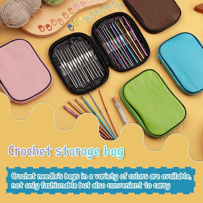 IMZAY 110 Pcs Crochet Hooks Set, Crochet Hooks Kit with Storage Case, Crochet Needles Set, Ergonomic Knitting Needles Stitch Marker DIY Hand Knitting Craft Art Tools for Beginners, Green