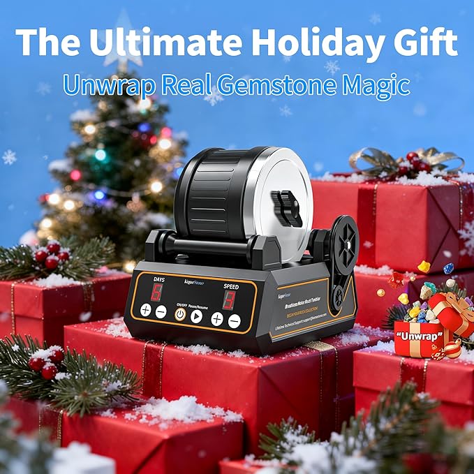 Rock Tumbler Kit, K1 Professional Large 2.5LB Capacity Edition - Memory Function, Digital Timer & Variable Speeds: Includes All Accessories, Rock Polisher Gift for Adults & Kids