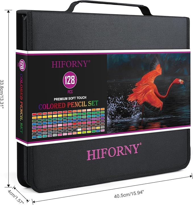 HIFORNY 128 PCS Colored Pencils Set for Adults – 120 Soft Core Coloring Pencils with Sketchbook, Coloring Book, Blender, Burnisher, Eraser, Sharpener & Color Chart – in Durable Zipper Case
