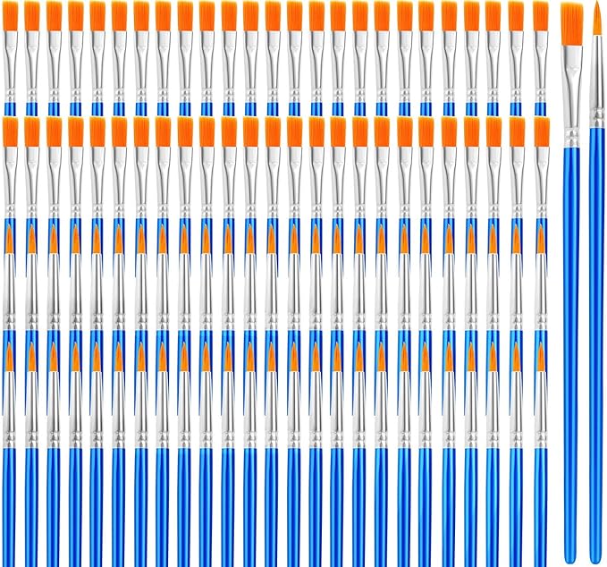 AROIC Paint Brushes Set,110 Pcs Flat & Fine Nylon Acrylic Brushes Bulk for Oil Watercolor Canvas Artist Professional Painting Kits Small Paint Brush for Classroom ﻿Miniature Detailing & Rock Painting
