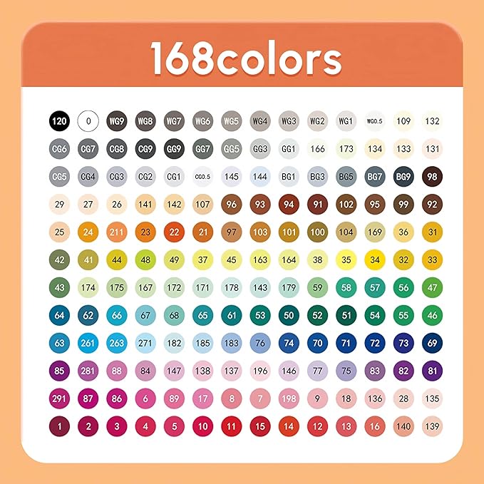 M&G 168 Colors Alcohol Markers, Stocking Stuffers, Christmas gift Dual Tip Markers, Chisel & Fine Alcohol-based Art Marker Set for adult Coloring Illustration