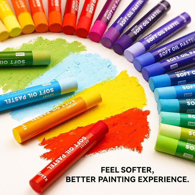 Arrtx Artist Oil Pastels 48 Colors Set, Soft Oil Pastel Vibrant and Creamy, Professional Oil Pastel Crayons Set Art Supplies for Artist and Beginners