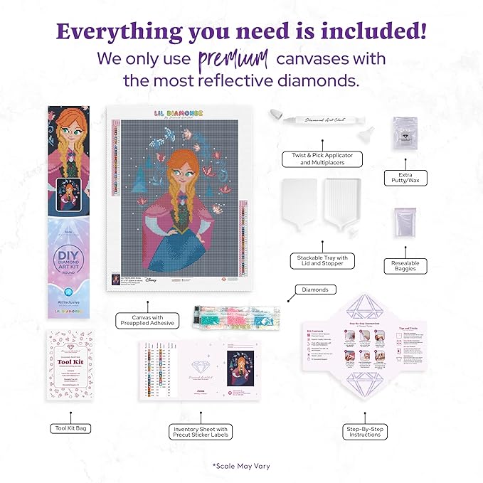 DIAMOND ART CLUB Anna Diamond Painting Kit, Fun DIY Crafts for Adults, Round Diamond Art Canvas, 13" x 17"
