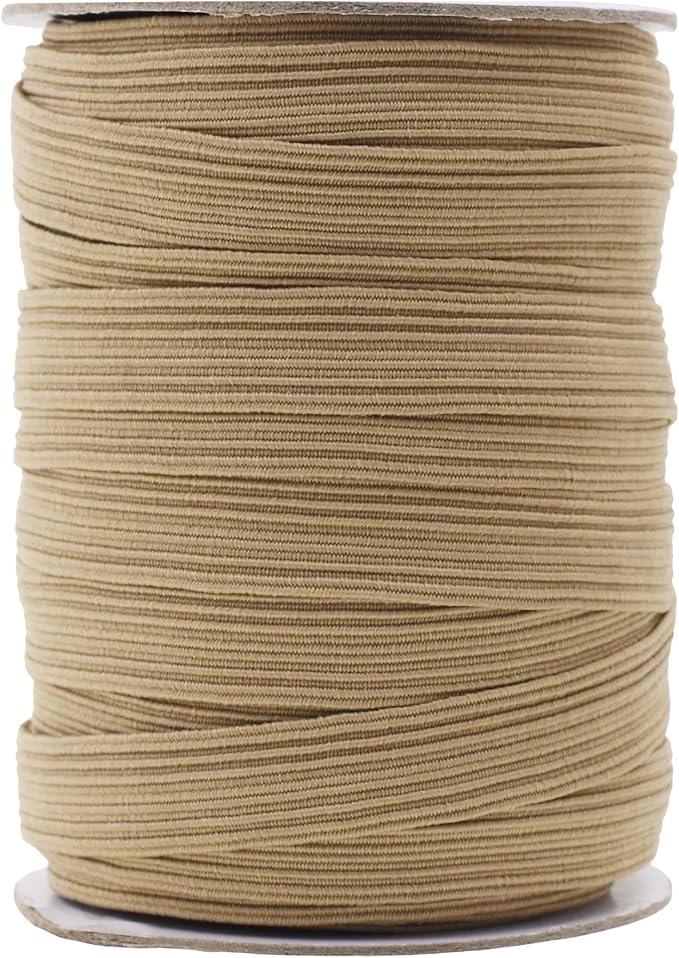 Mandala Crafts 16mm 20 Yds Roll of Dark Khaki Elastic Bands for Sewing - 5/8 Flat Elastics Cord - 5 8 Inch Braided Stretch Straps for Crafting