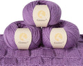 100% Merino Wool Yarn, 3-Ply Luxurious and Soft Yarn for Hand Knitting & Crocheting (Purple,3Balls)