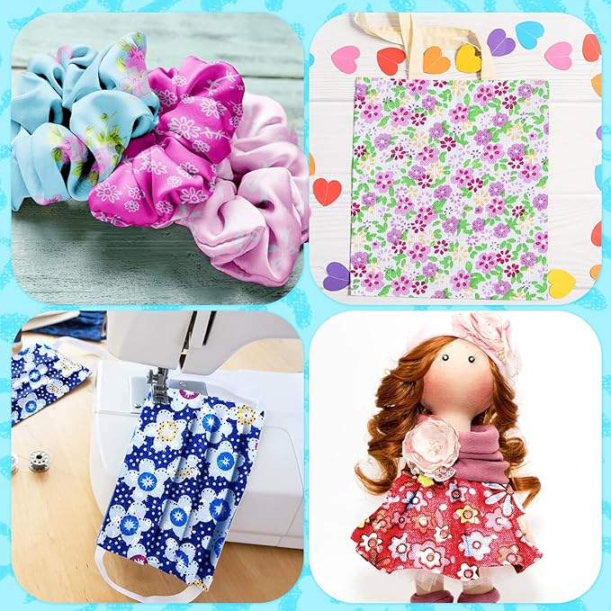 Kinlop 600 Pcs 4 x 4 Inch Cotton Fabric Square Precut Quilting Squares Printed Floral Patchwork Fabric Bundles for DIY Craft Sewing Clothing Accessory(Mixed Color)