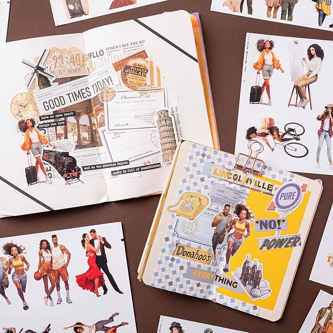 Scrapbook Stickers Set, 174Pcs Aesthetic Girls Sticker for Scrapbooking and Journaling, Junk Journal Supplies, Brown Bullet Journals Materials, Planner DIY Arts Craft Collage