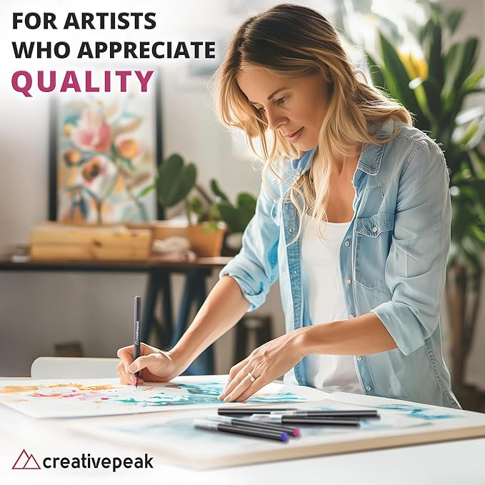 Creativepeak Watercolor Brush Pens - 12 Vibrant Soft Tip Coloring Markers with Blending Brush - Premium Art Supplies for Calligraphy, Lettering, Coloring & Journaling