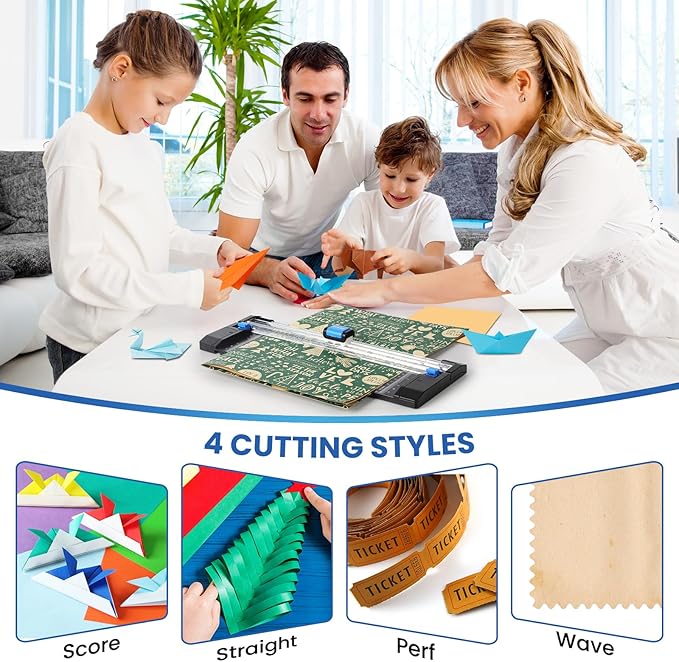 Paper Cutter Personal Rotary Trimmer Paper Trimmer Paper Cutter for cardstock withAutomatic Security Safeguard and Side Ruler for Craft Paper, Coupon, Label and Cardstock,12 inch Black Paper Cutters