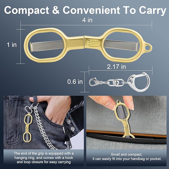 2 Pcs Folding Stainless Steel Portable Mini Small Travel Scissors, Safety Foldable Pocket Badge Nursing Scissors with 2 Keychain for Travel, Home, Office, Craft, Sewing (Gold)