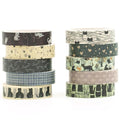 10 Rolls Skinny Washi Tape Set Texture Arts Adhesive Tapes Basic Patterns Decorative Masking Tape Sets for Craft, Kids, Scrapbook, DIY, Gift Wrapping (Style One)