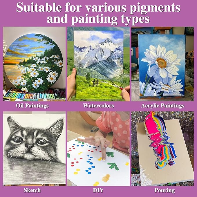 21 Packs Stretched Canvases for Painting, MultiSize 12x16, 10x12, 8x10, 5x7, 3x5, Round Canvas with 8x8,10x10,12x12, Primed Blank Canvas for Oil, Acrylic Paint,for Beginner, Artist.